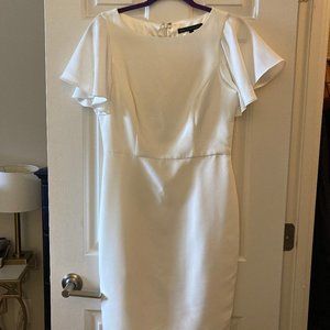 White Ruffle Sleeve White House Black Market Dress